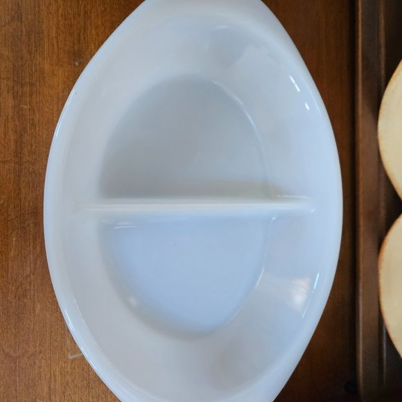 glass bake Kitchen Vintage Glass Bake Divided Milk Glass Casserole